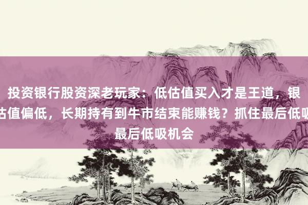 投资银行股资深老玩家：低估值买入才是王道，银行股估值偏低，长期持有到牛市结束能赚钱？抓住最后低吸机会