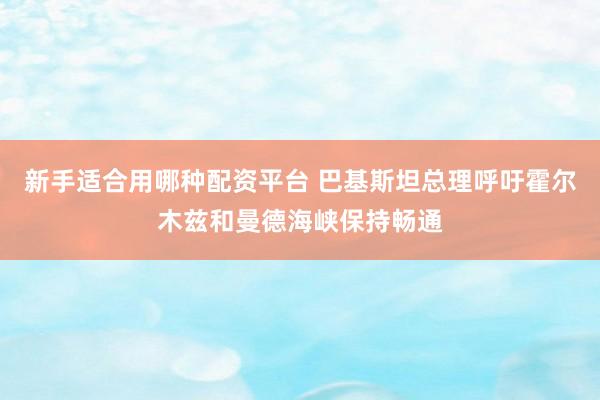 新手适合用哪种配资平台 巴基斯坦总理呼吁霍尔木兹和曼德海峡保持畅通